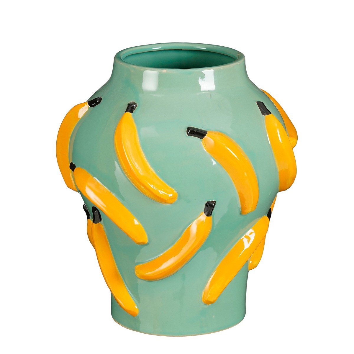 Moza vaas, groen met bananenreliëf, 30 × Ø 26,5 cm