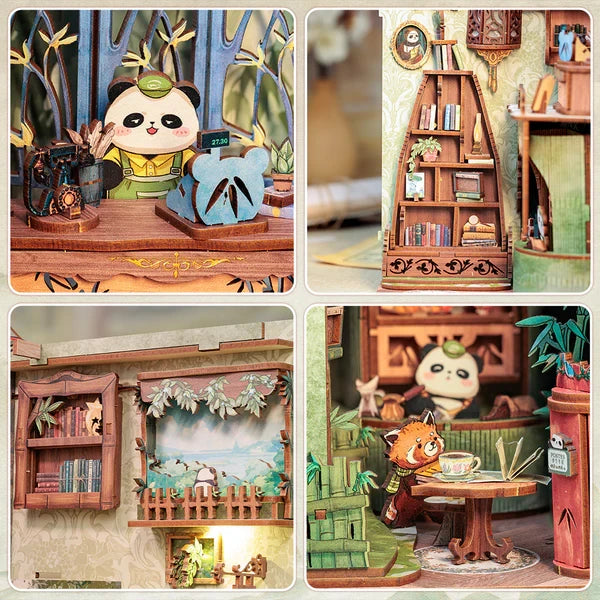 DIY book nook Panda Bookshop, 23 cm