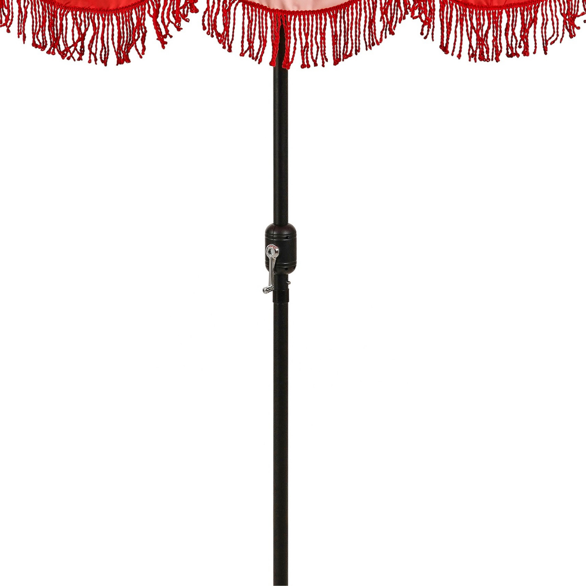 Rood gestreepte parasol met franjes Ø235 cm