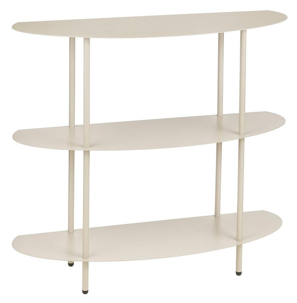 Open kast, off-white met 3 ovale planken, 90 x 28 x 81 cm