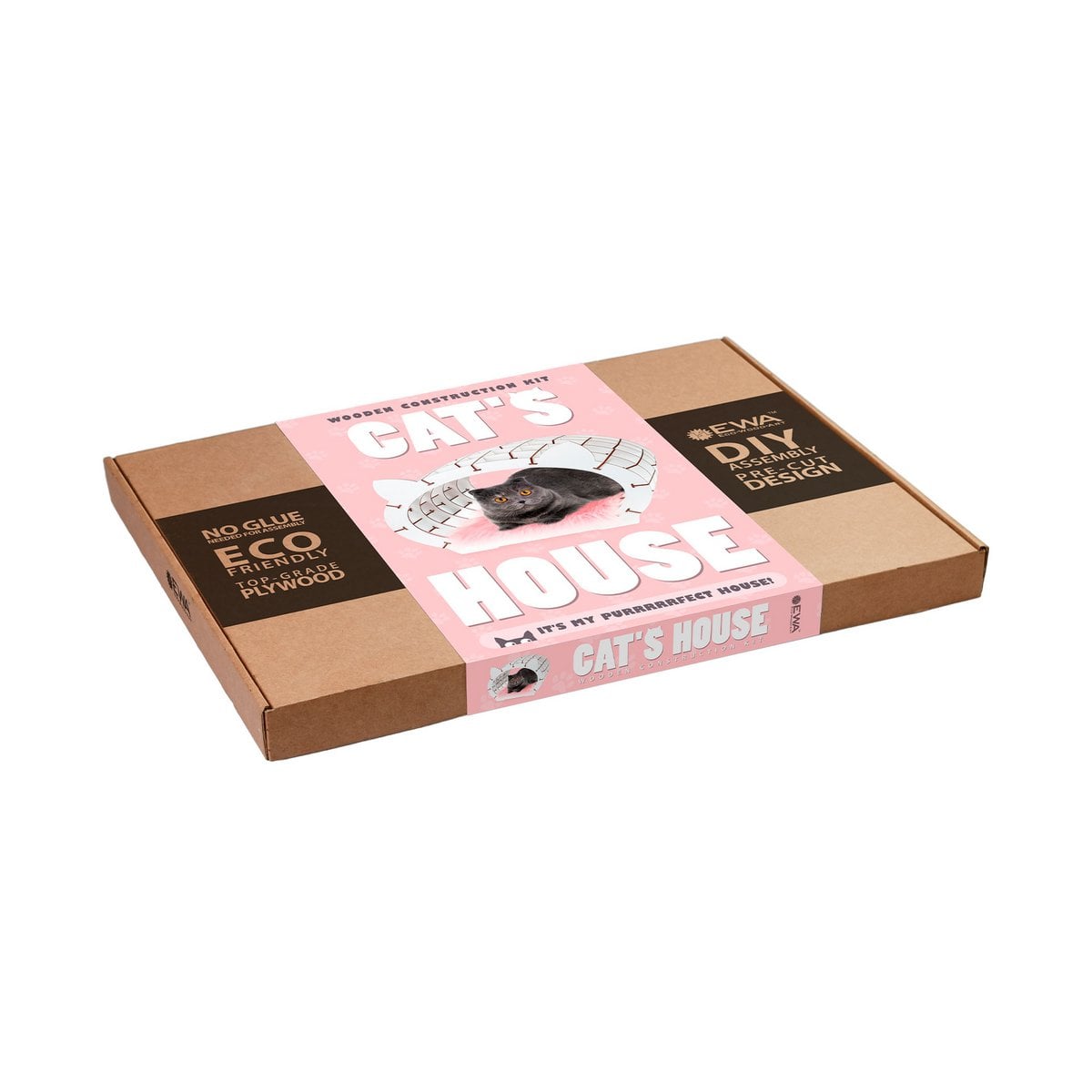 Houten huisje voor katten, 3D bouwpakket