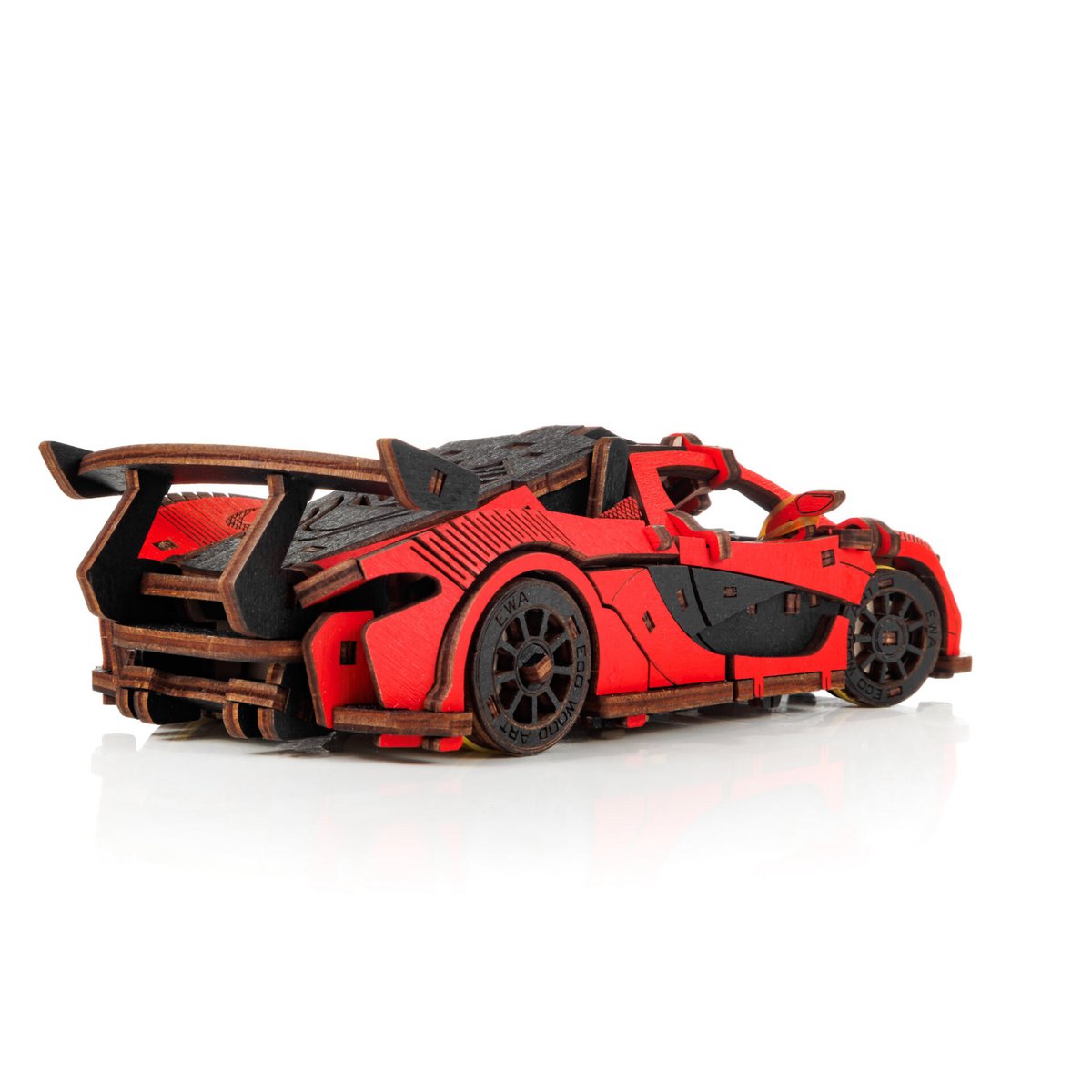 3D mechanische houten puzzel raceauto rood 21 × 9,5 × 5,7 cm – 237 stukjes