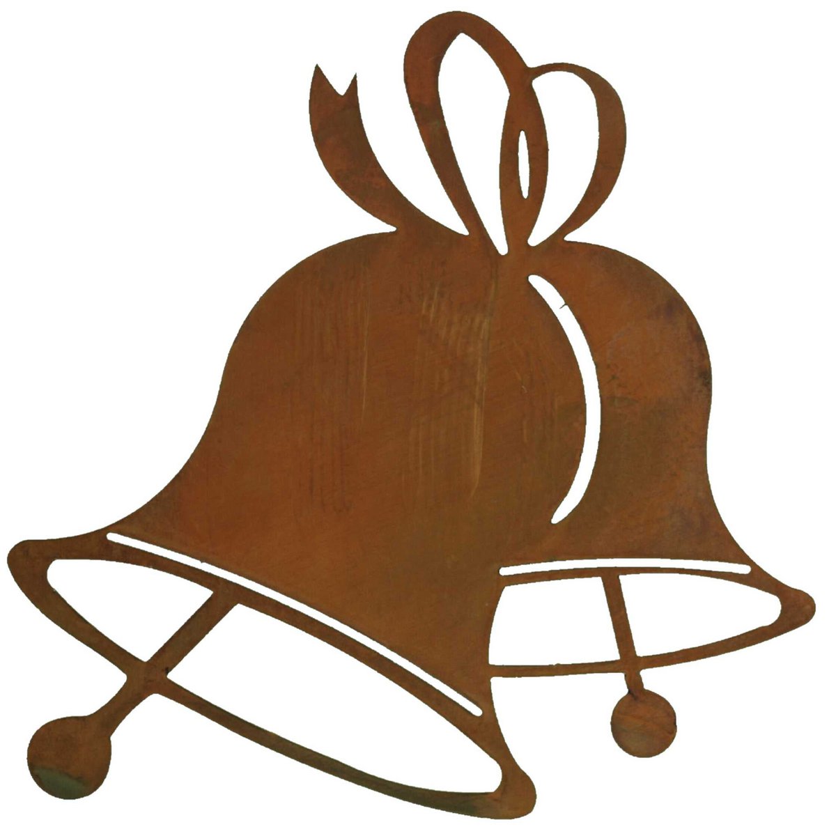 Kerstbel metalen decoratie om op te hangen, roestpatina, 15 × 15 cm