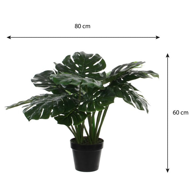 Monstera kunstplant, groen, 80 × 80 × 60 cm