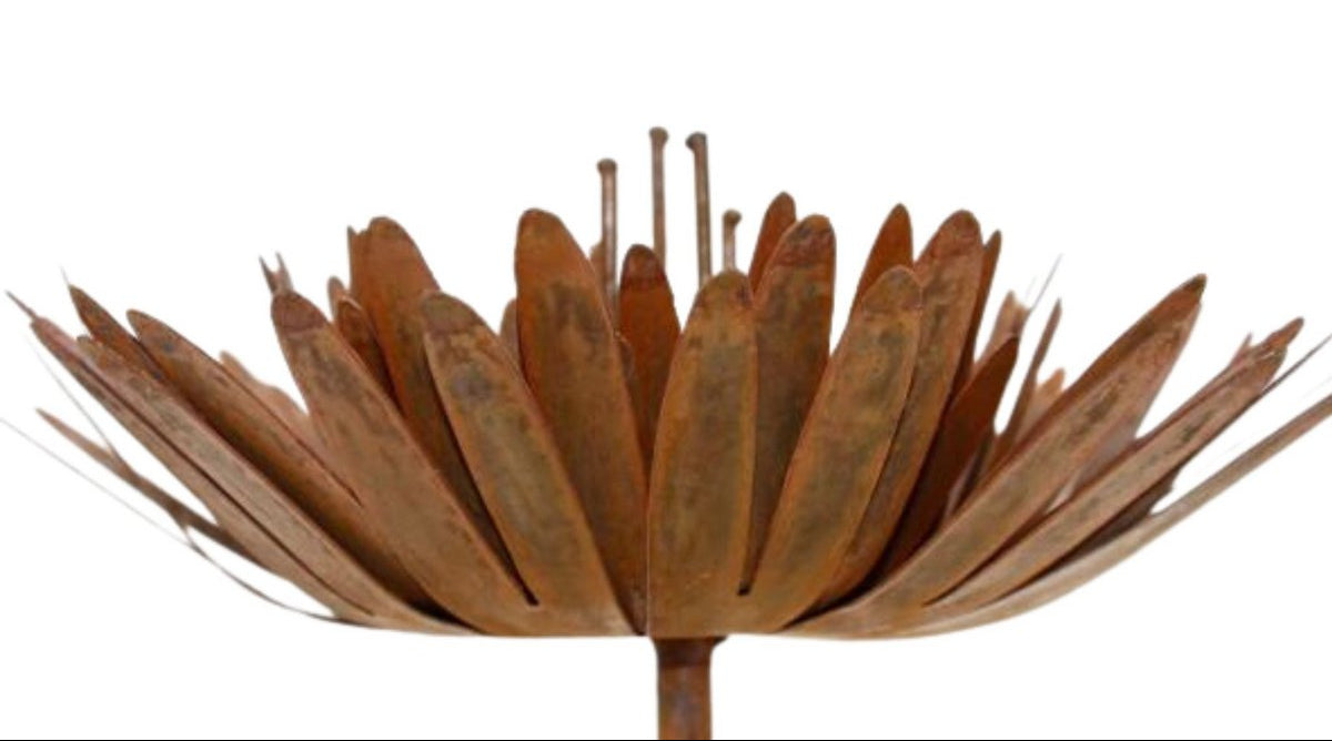 Chrysant van roestpatina op stang, 85 cm