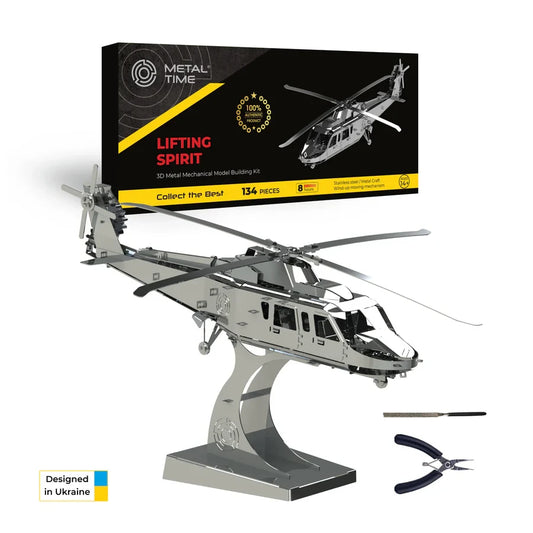 3D metalen bouwpakket helikopter, 18 cm