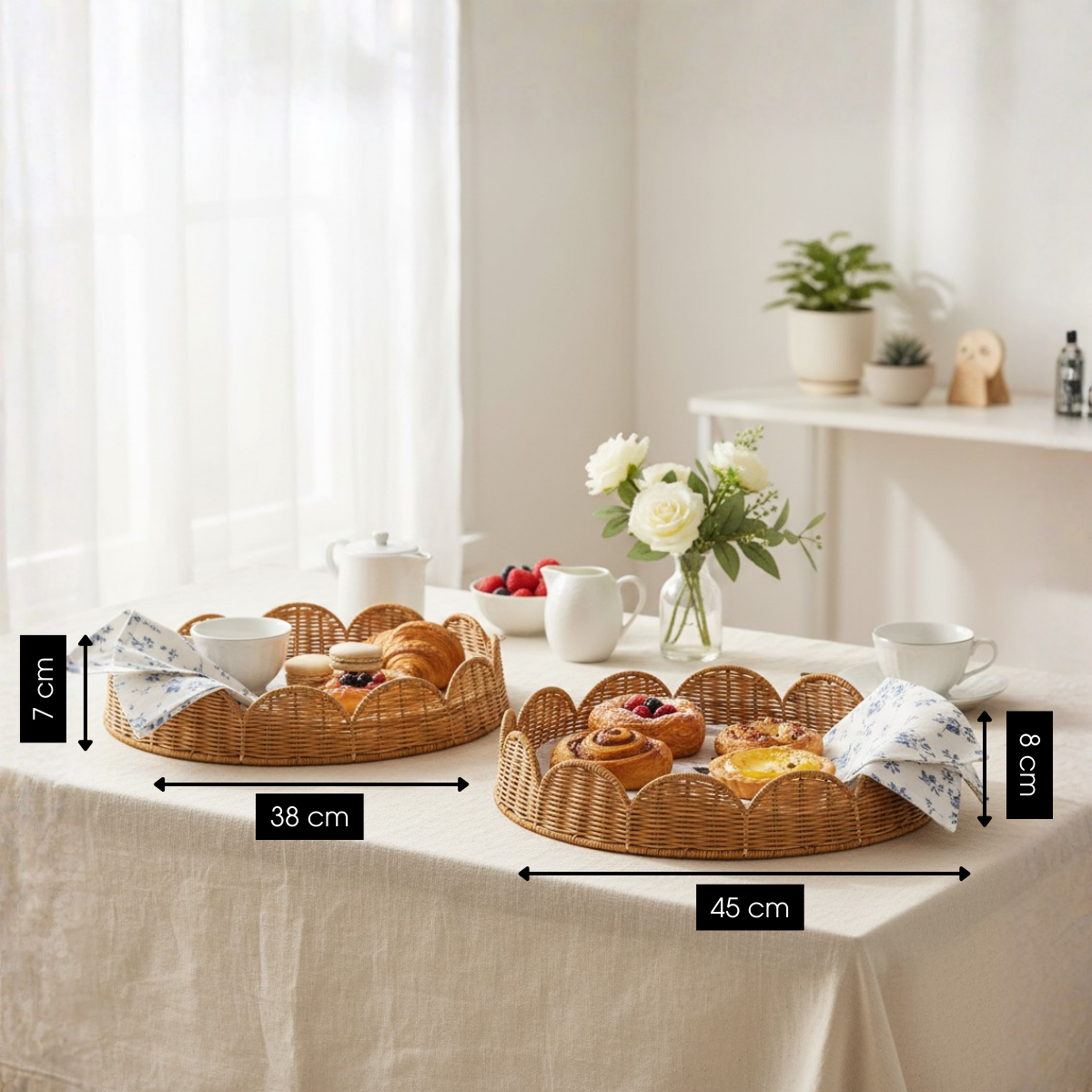 Eleta dienbladen set van 2, Ø38 en Ø45 cm