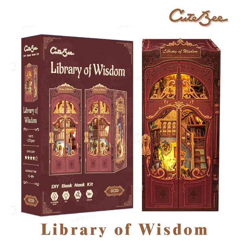 DIY book nook Library of Wisdom, 23 cm