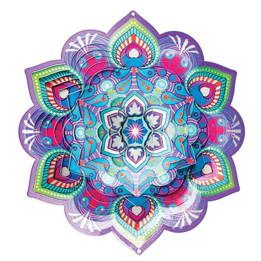 Windspinner mandala lotus RVS, blauw, 30 cm