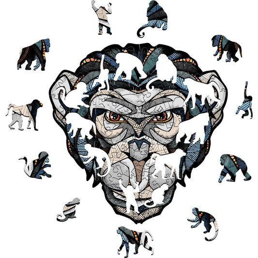 Houten legpuzzel chimpansee S 110 stukjes, 21,8 × 21,6 cm