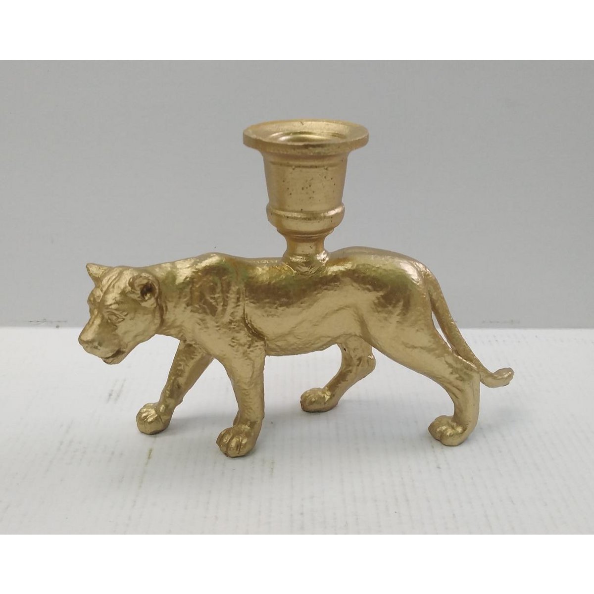 Panter kandelaar, goud, 19 × 6 × 13,5 cm