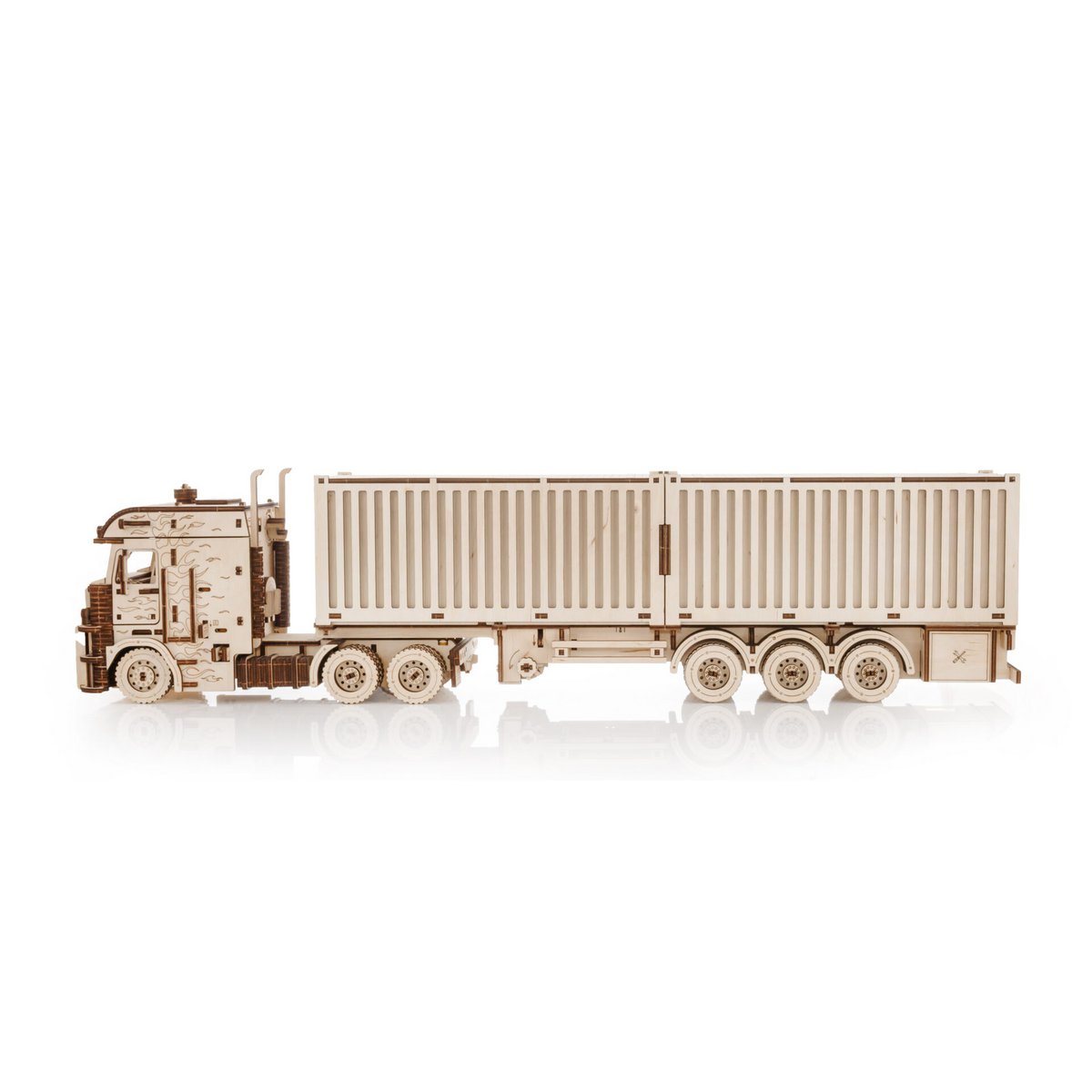 3D mechanische houten puzzel container oplegger Road King 52,3 × 10,8 × 16,9 cm – 238 stukjes