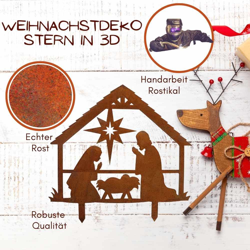 Roestmetalen Kerststal, 2 uitvoeringen