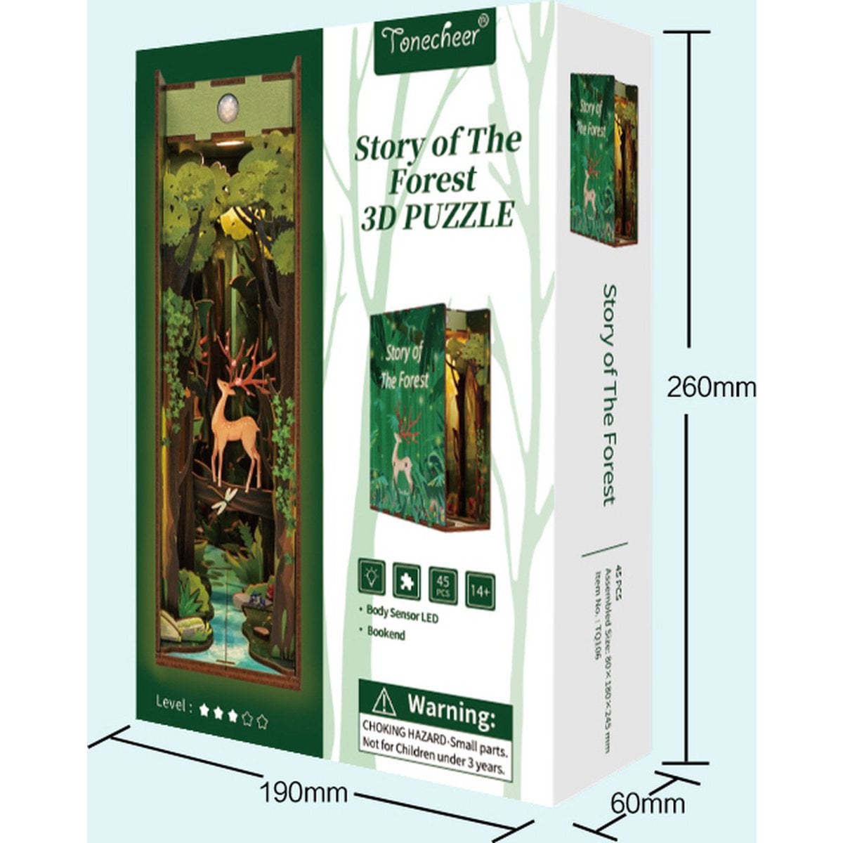 DIY book nook story of the forest bookend, 24,5 cm