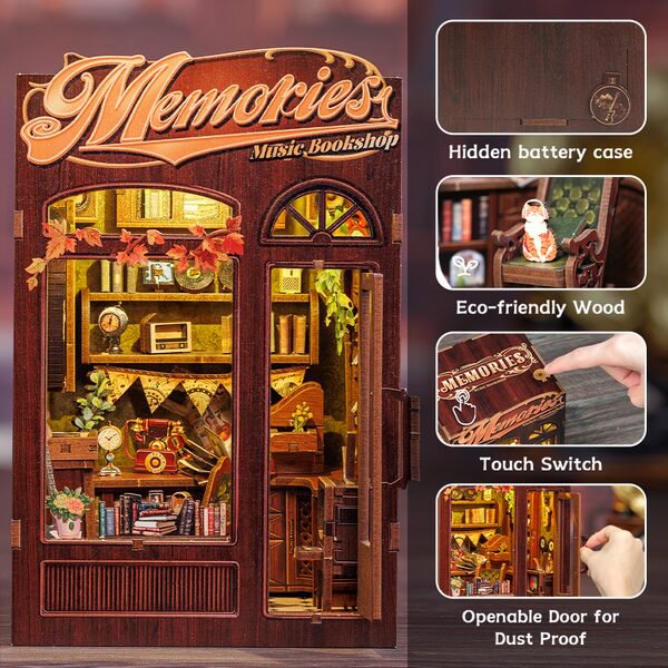 Memories Music Bookshop book nook, 11,5 × 10 × 17 cm