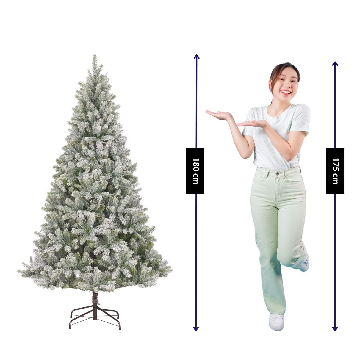 Nagoya besneeuwde kunstkerstboom met verlichting, 180 cm, Ø 108 cm