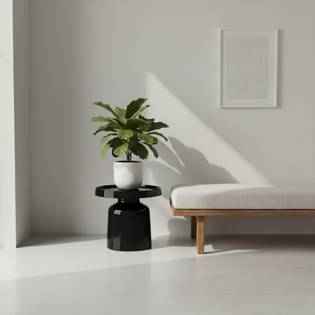 Pion bijzettafel, zwart, Ø 43 × 42 cm