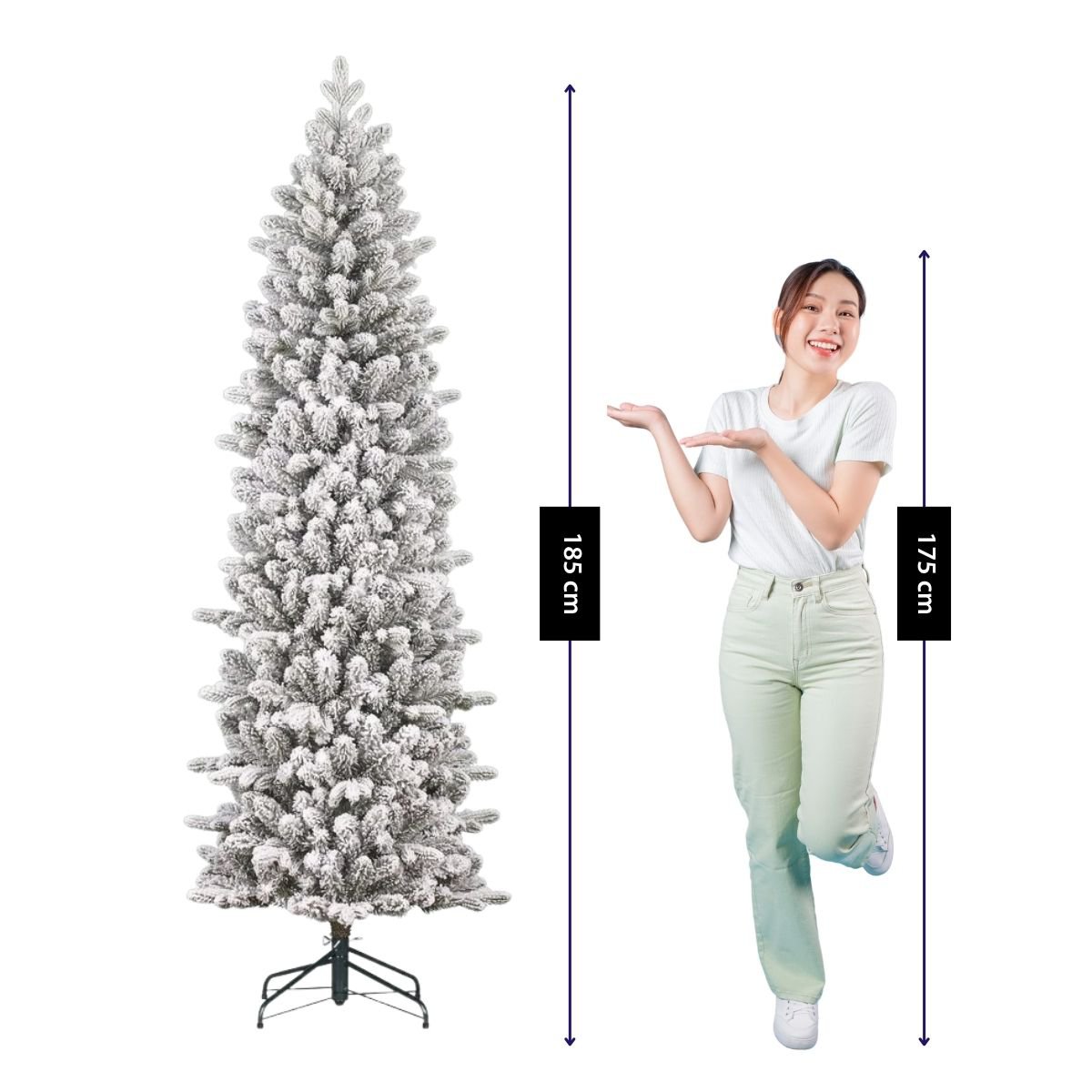 Harma Pilar licht besneeuwde kunstkerstboom, 215 cm, Ø 66 cm