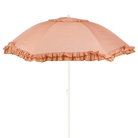 Perzikkleurige parasol met ruches Ø195 cm