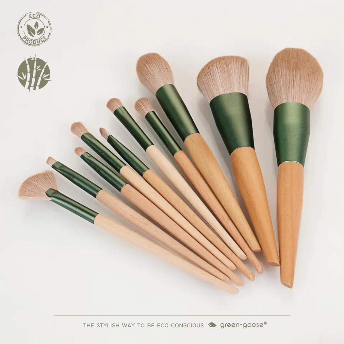 Make-up kwastenset, 10 stuks met suède opberghoes