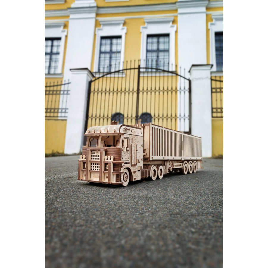 3D mechanische houten puzzel container oplegger Road King 52,3 × 10,8 × 16,9 cm – 238 stukjes