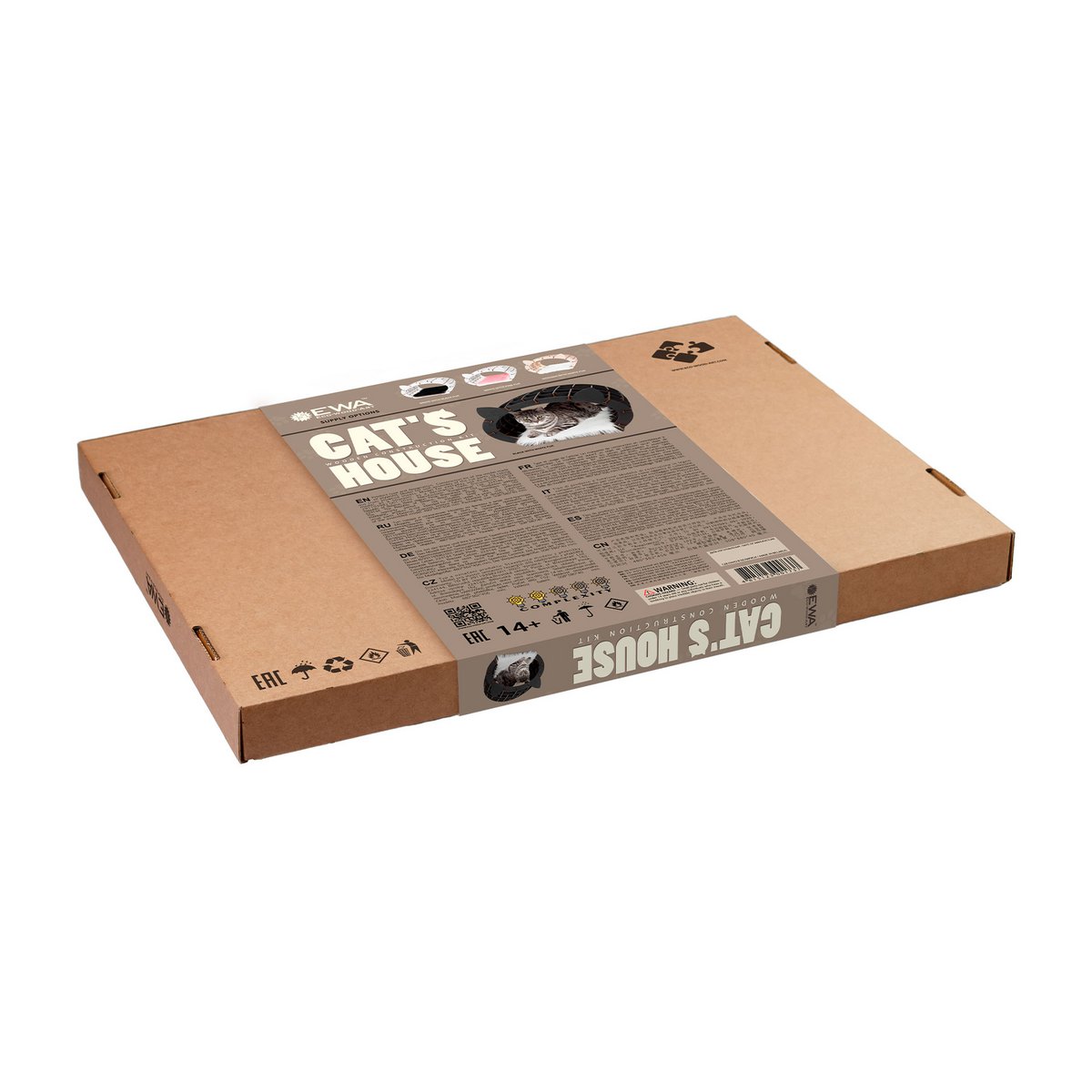 Houten huisje voor katten, 3D bouwpakket