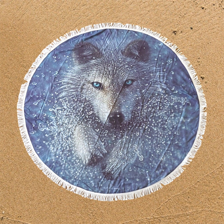 Running Wolf Splash rond strandlaken / picknickkleed, 150 cm