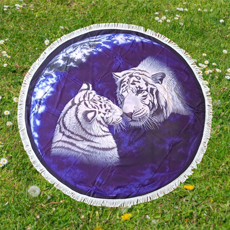 A Kiss for Mother rond strandlaken / picknickkleed – Tijgerprint – 150 cm