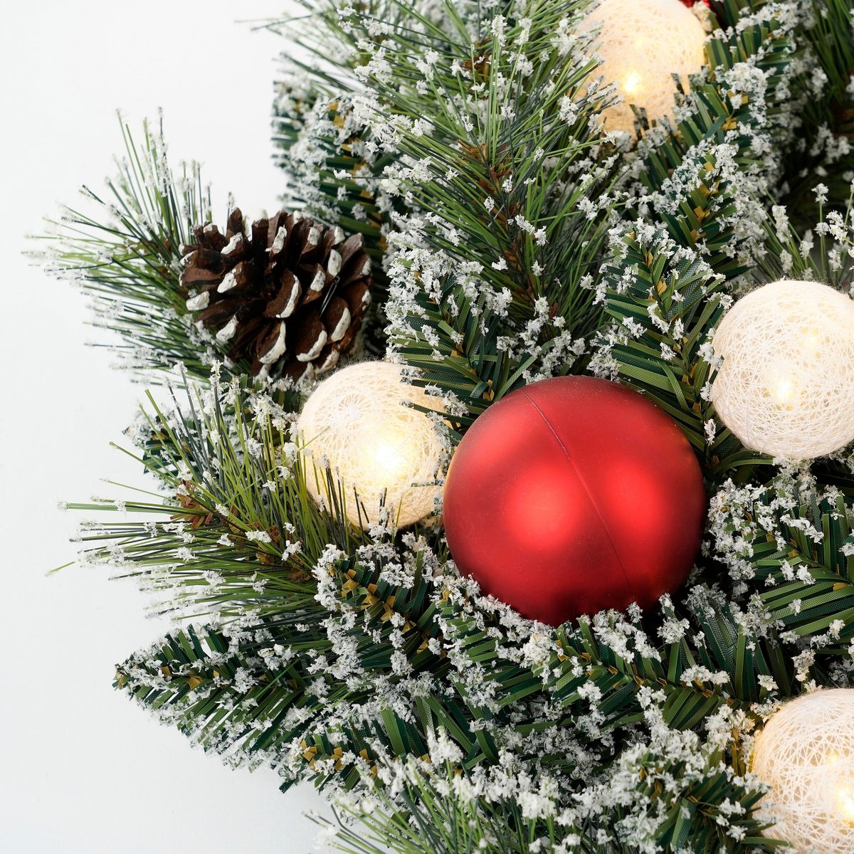 Kaprun besneeuwde kerstkrans met verlichting, Ø 45 cm