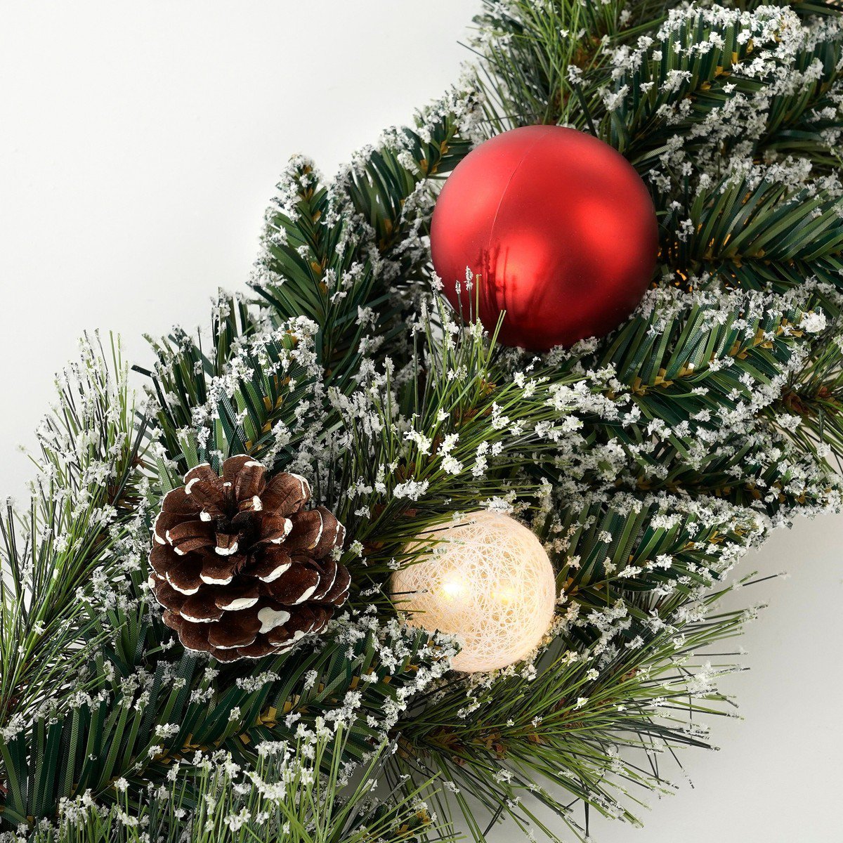 Kaprun licht besneeuwde guirlande met verlichting en decoratie, 180 cm, Ø 25 cm