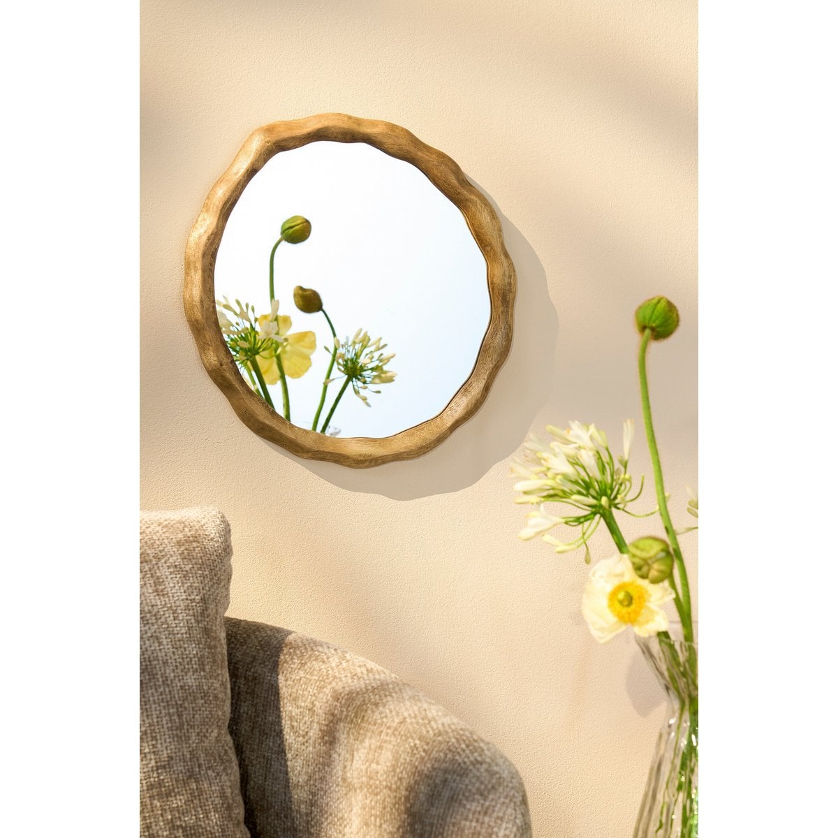 Nick wandspiegel, mangohout, bruin, 36 × 2 × 38 cm