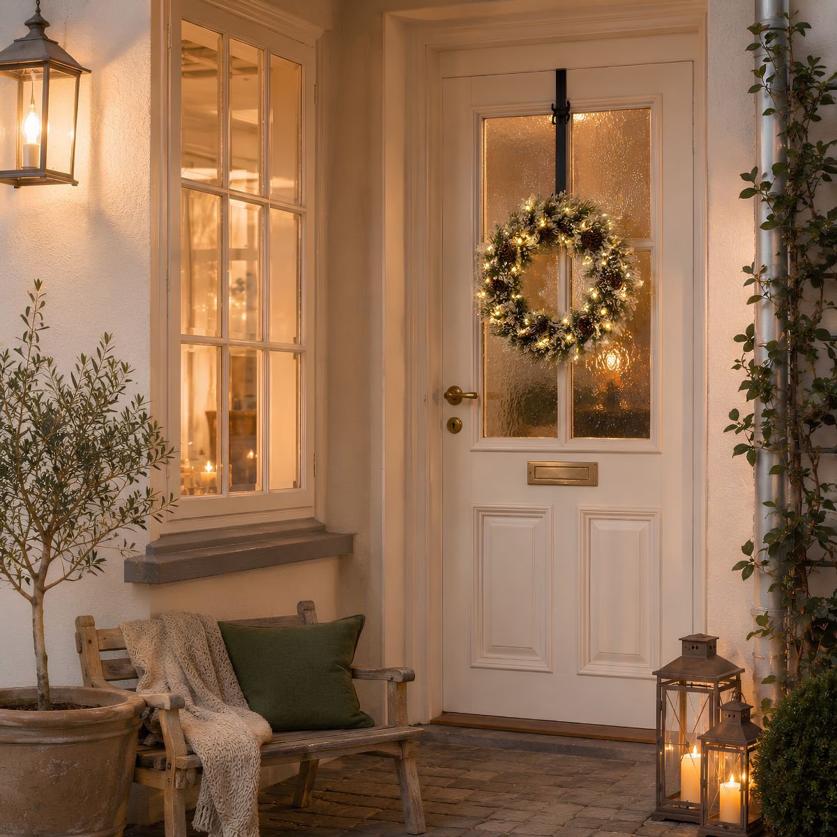 Vandans besneeuwde kerstkrans met verlichting, Ø 60 cm