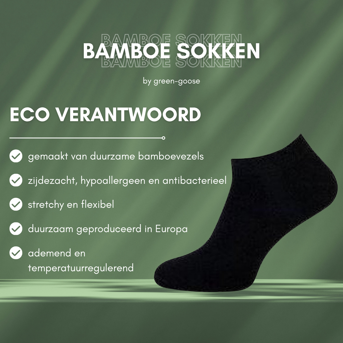 Bamboe enkelsokken, 2 paar zwart