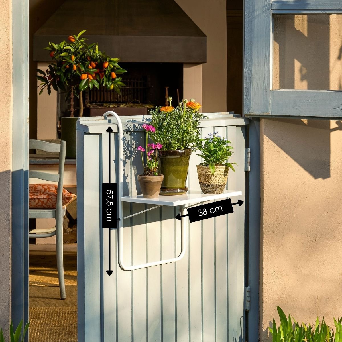 Seattle balkontafel wit, hangend model, 57,5 cm