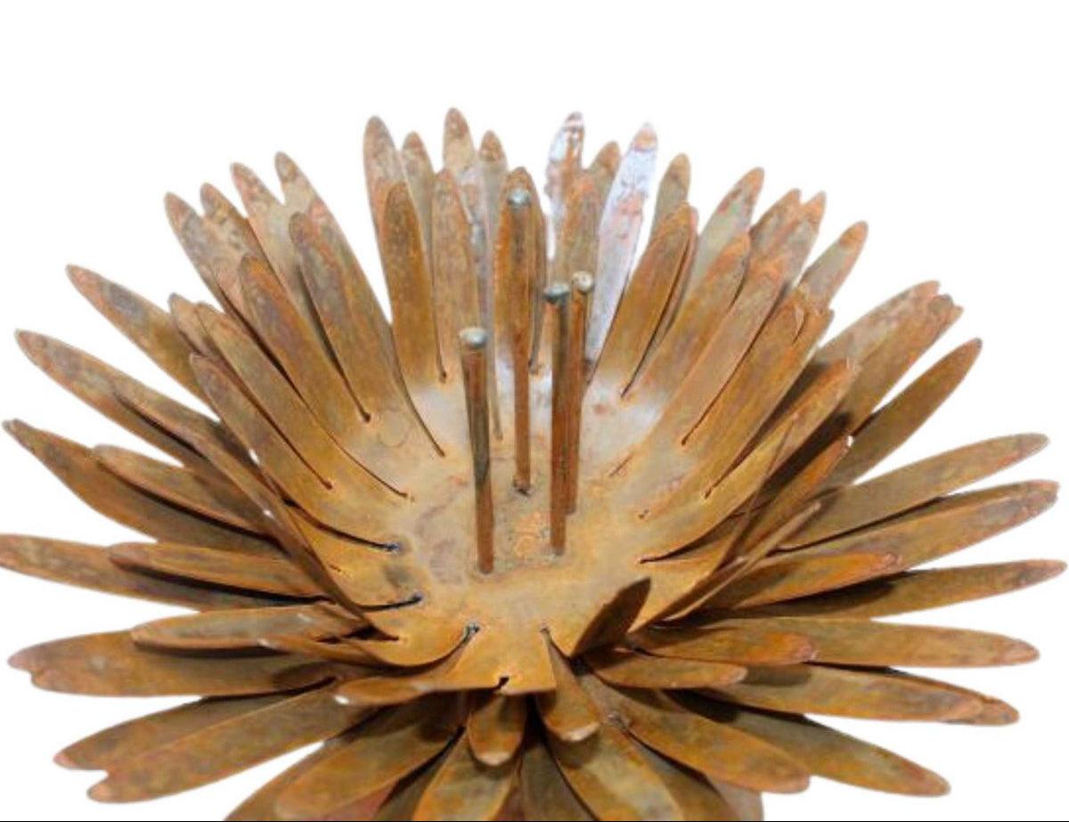 Chrysant van roestpatina op stang, 85 cm