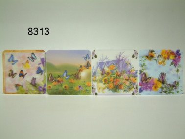 Vlinder onderzetters, 4 stuks, plastic