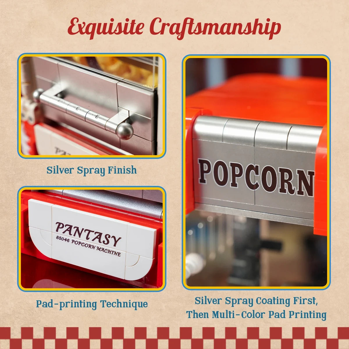 Pantasy 3D bouwblokjes, Popcorn Machine, 21,5 x 16 x 27,5 cm
