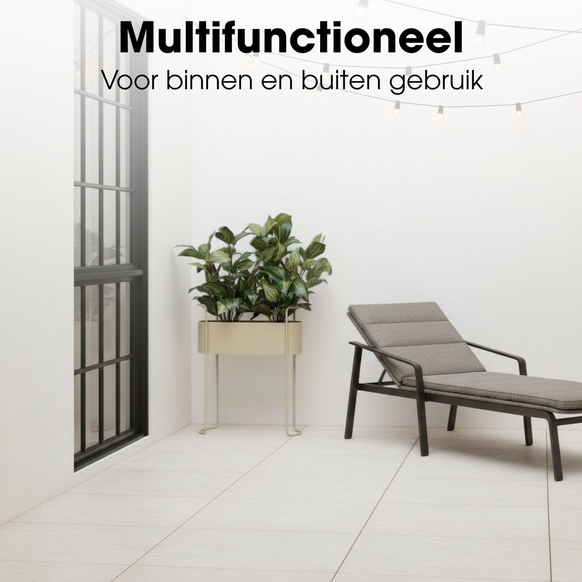 Moritz bloempot op standaard, beige, 55 × 24 × 65 cm