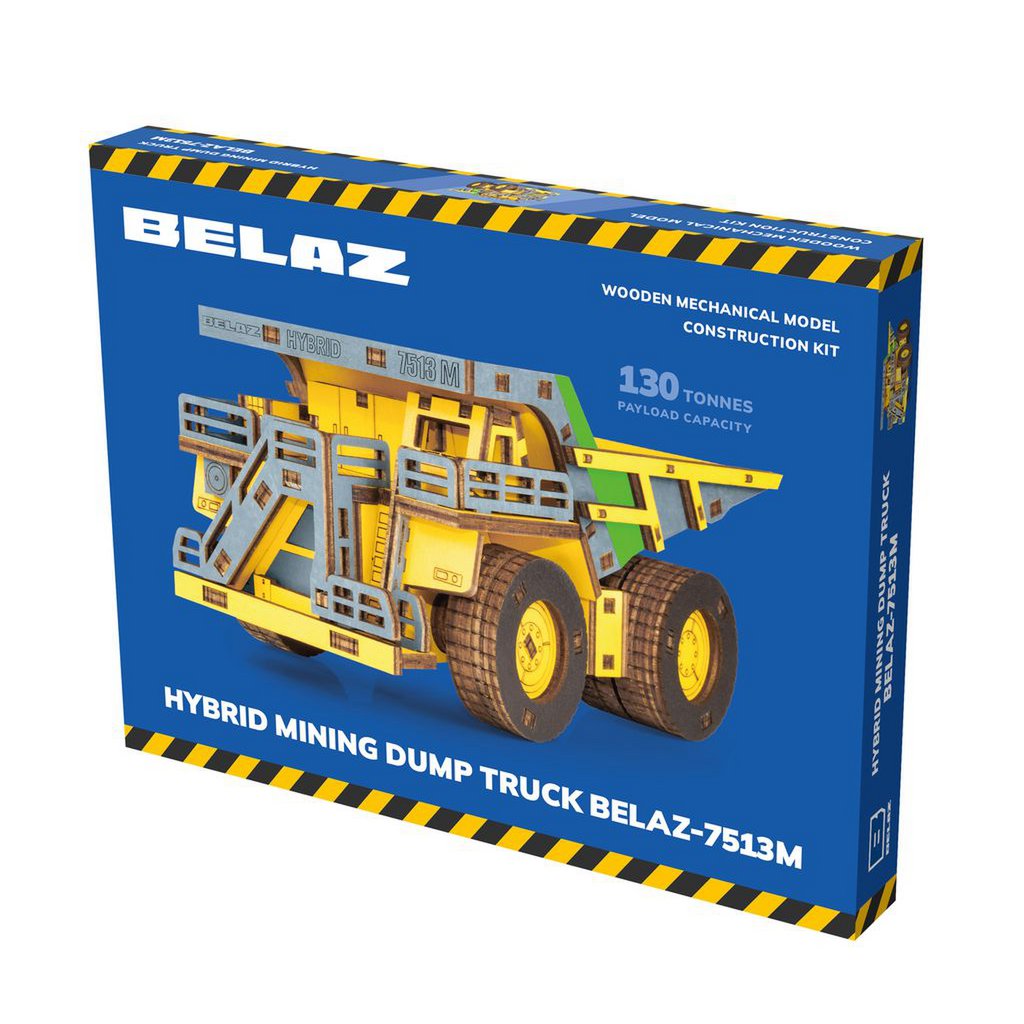 Hybride Mining Dump Truck Belaz-7513M houten 3D puzzel, 18 × 9 × 10 cm