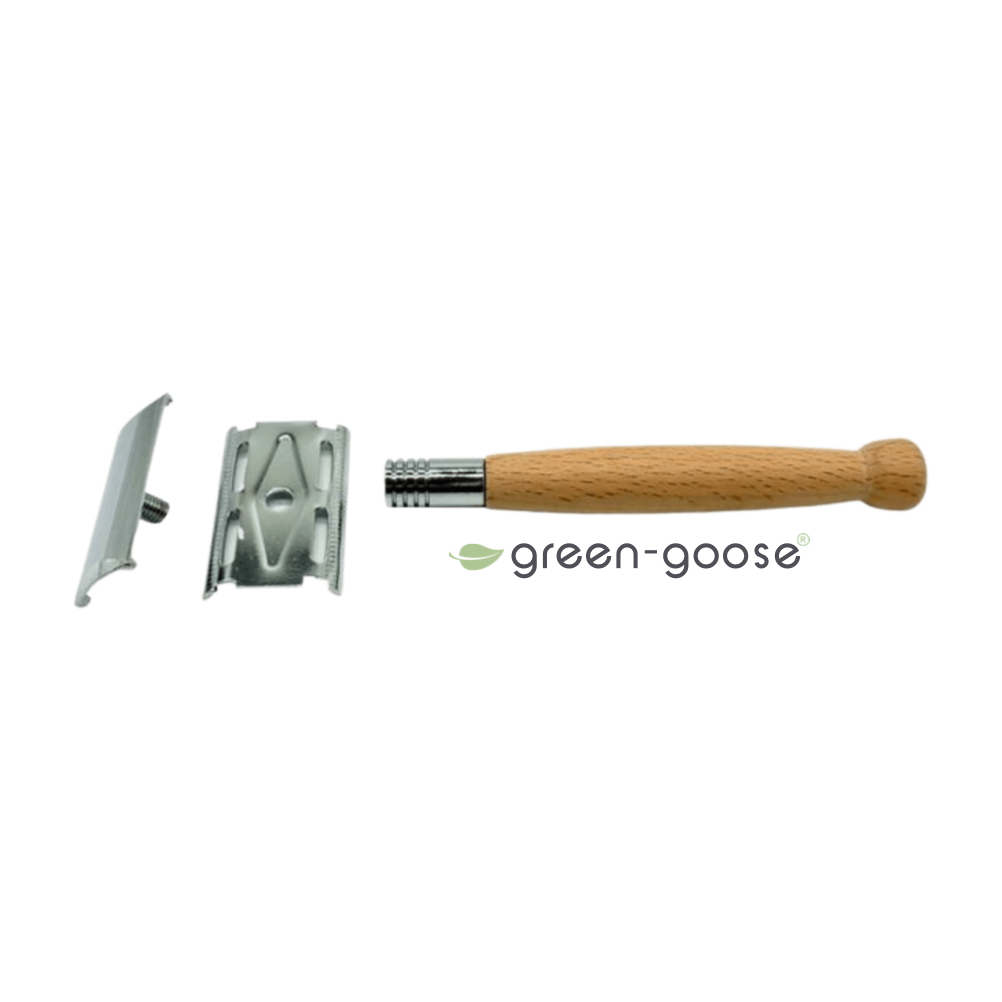 Bamboe scheerset met safety razor, scheerolie en bamboedoekje, 13-delig