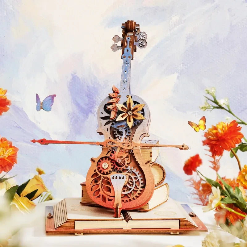 DIY 3D houten muziekdoos Magic Cello, 23,5 x 20,5 x 18,5 cm