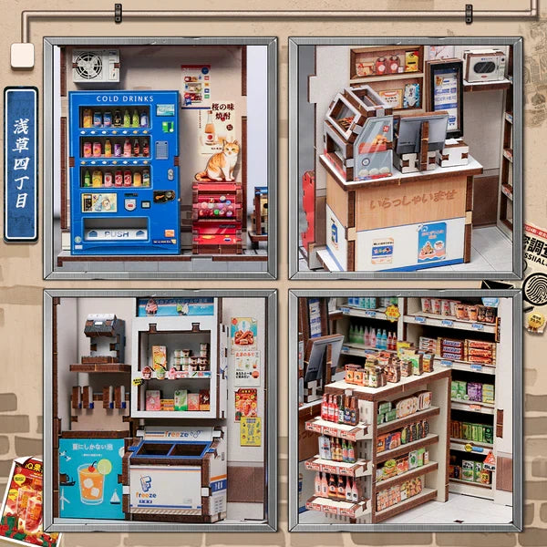 Beika-cho Convenience Store miniatuurhuisje, 15,5 × 13,7 × 22 cm