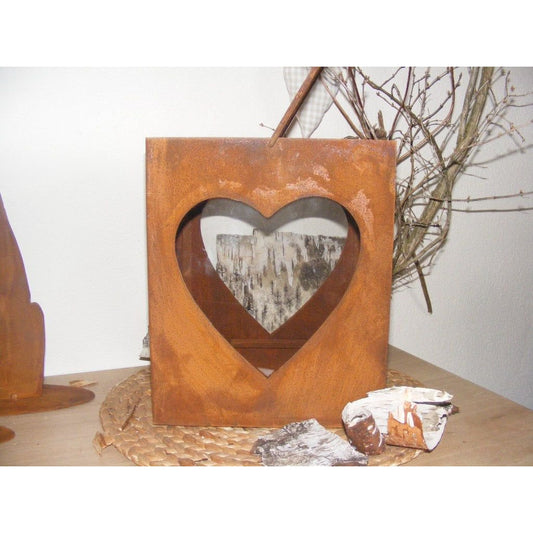 Metalen decoratieve lantaarn met hart en glas 28 cm