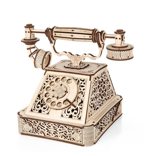 3D mechanische houten puzzel retro telefoon 22 × 21,2 × 27,8 cm – 232 stukjes