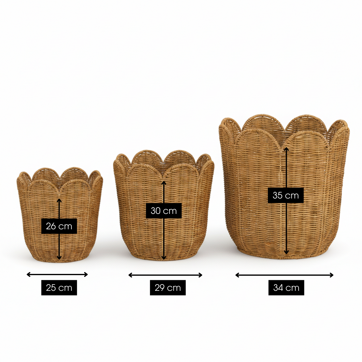 Eleta mandenset, rotan, set van 3