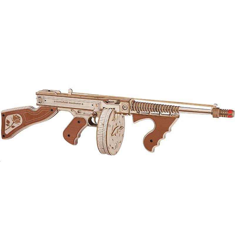 Submachine Gun houten 3D puzzel, 69,7 × 13,8 × 17,8 cm