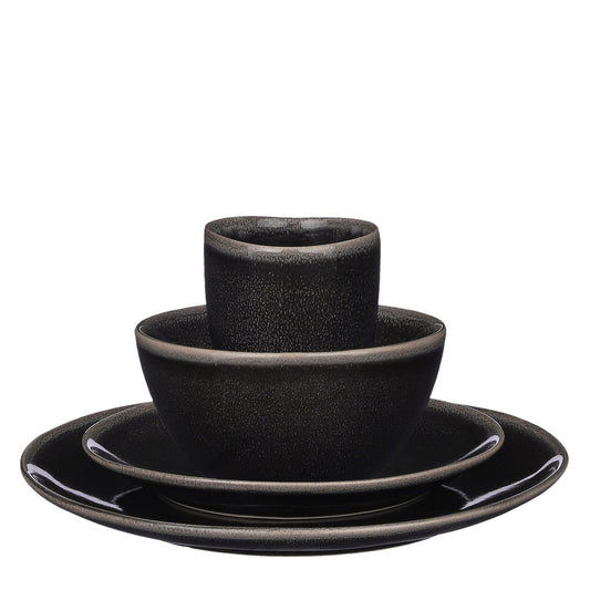 Mica Decorations Tabo Serviesset – 16-delig Keramiek Zwart (4 personen)
