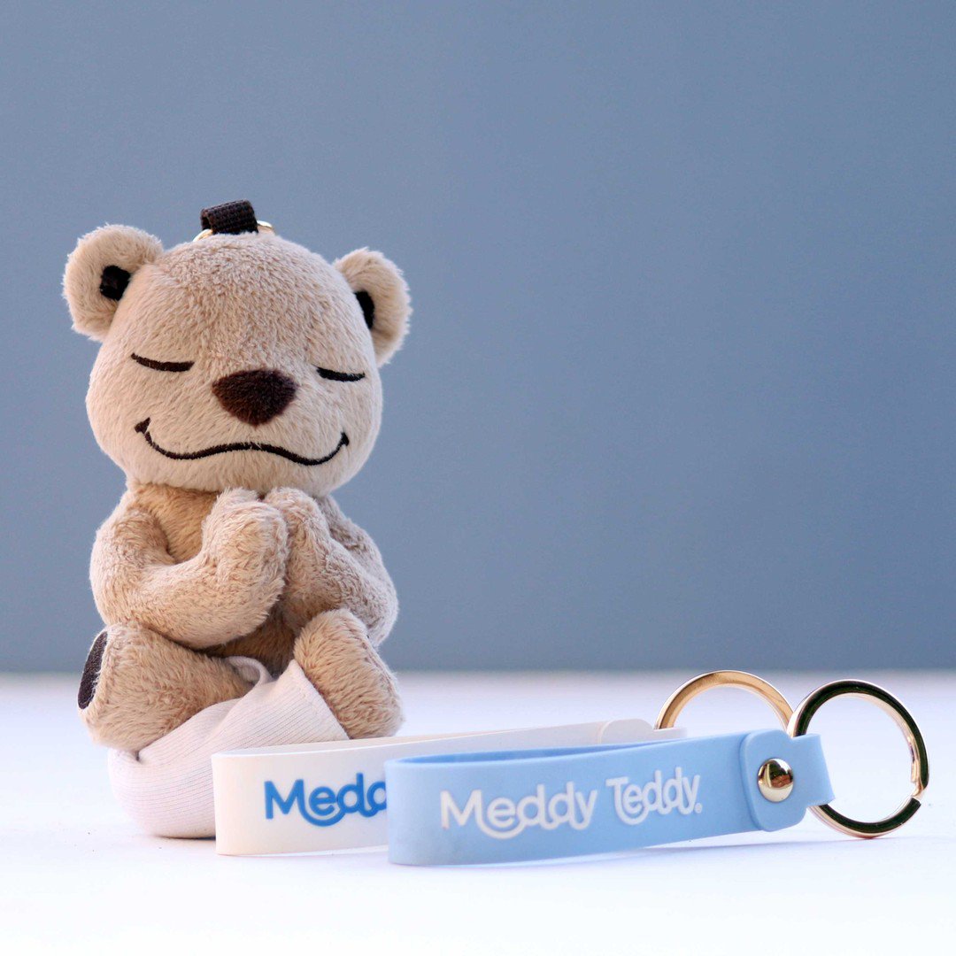 Pluchen Meddy Teddy sleutelhanger wit 19 cm