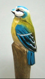 Pimpelmees houten balpen met gesneden vogel, decoratief design