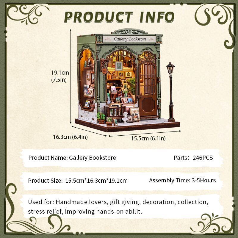 3D DIY house Gallery bookstore, 19 cm
